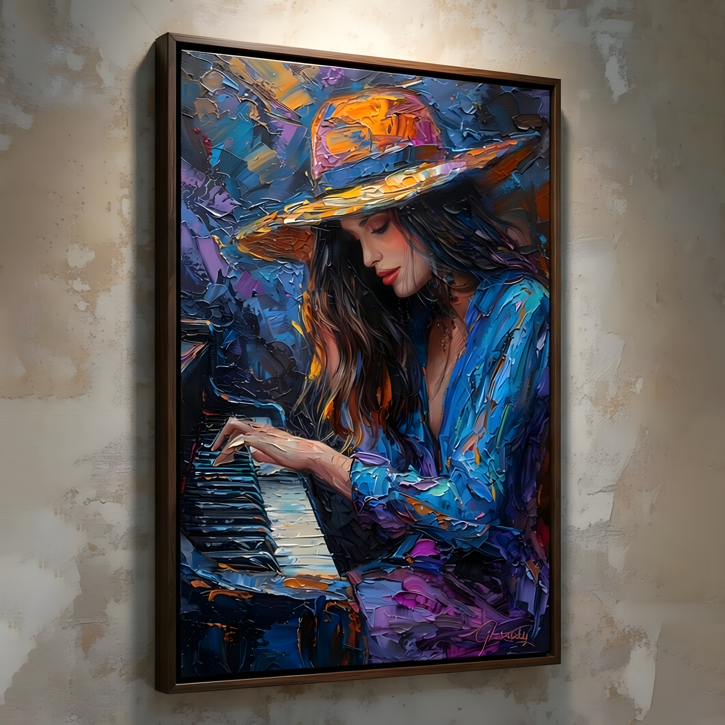 Midnight Melody – Expressive Piano Portrait Canvas