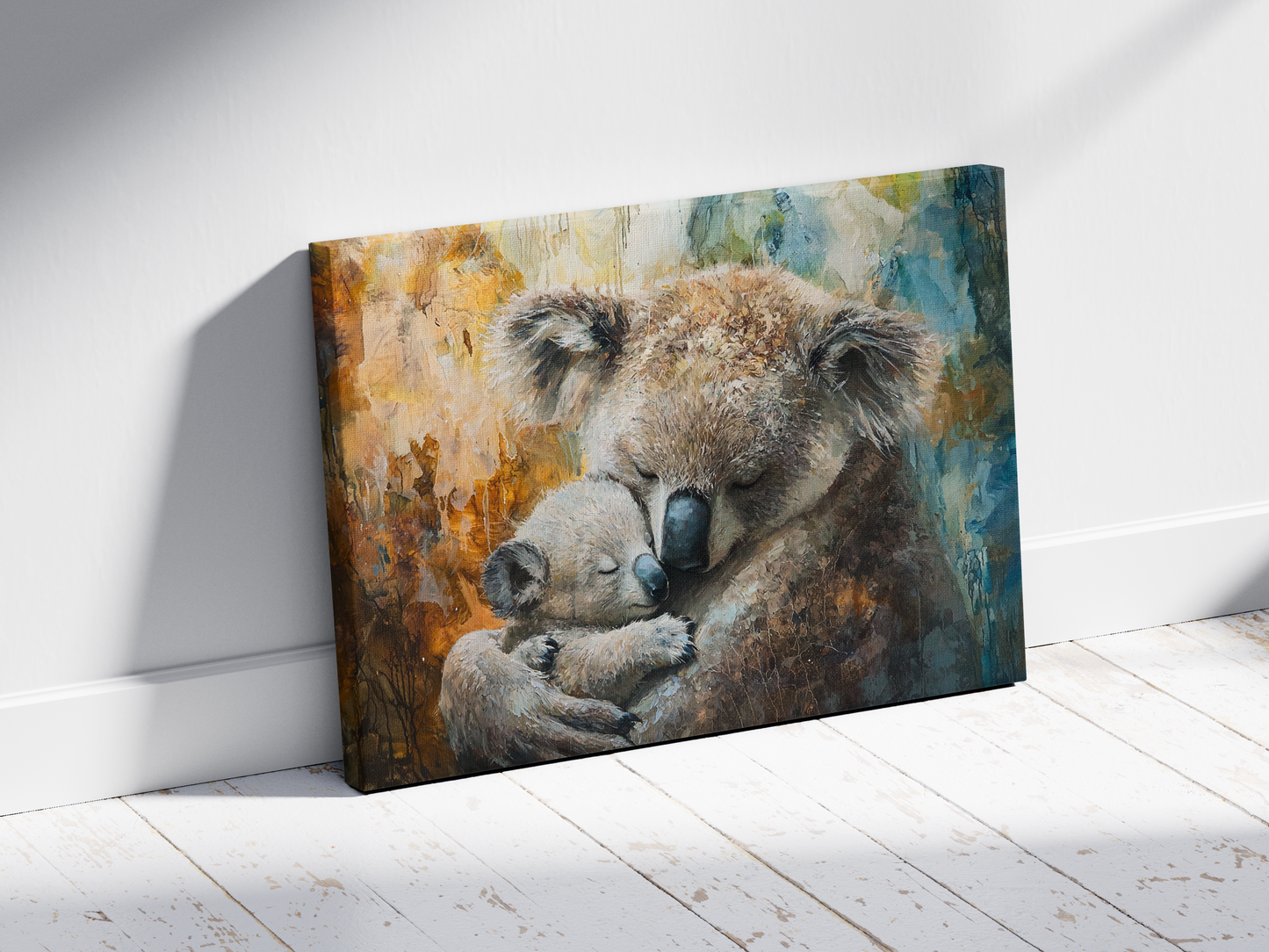 Koala-Familien-Umarmung-Leinwanddruck