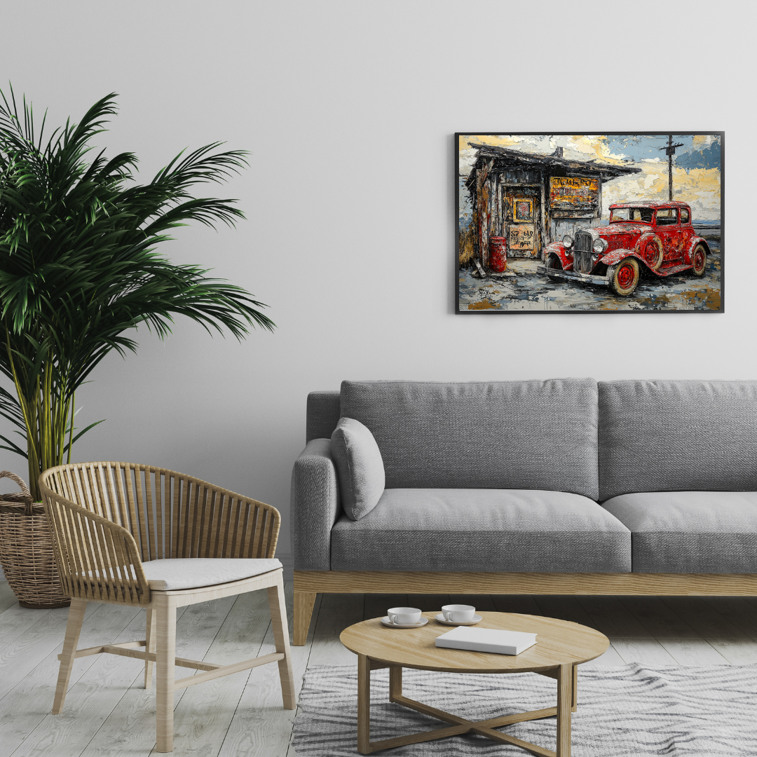 Tankstelle an der Route 66 – Vintage-Kunst im amerikanischen Stil