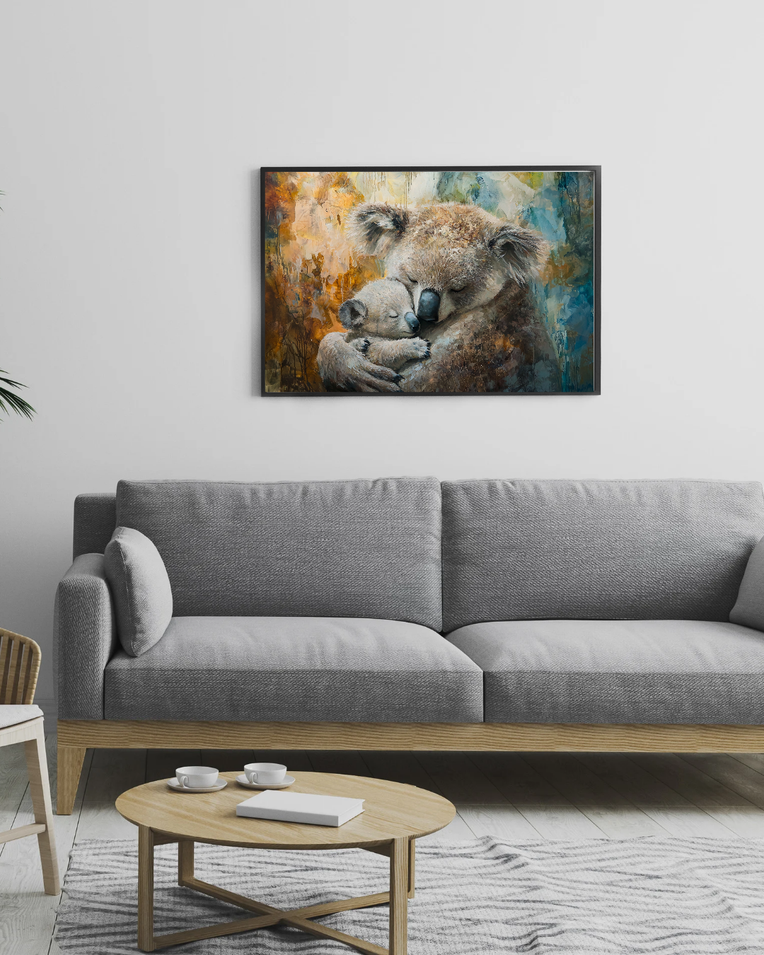 Koala-Familien-Umarmung-Leinwanddruck
