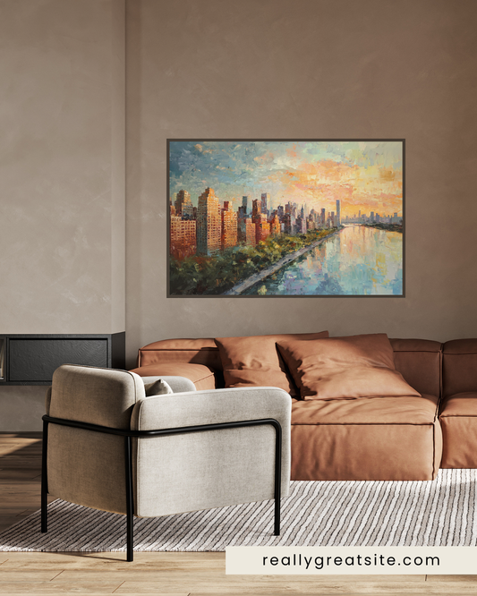 City at Sunset – Modern Impressionist Skyline Painting