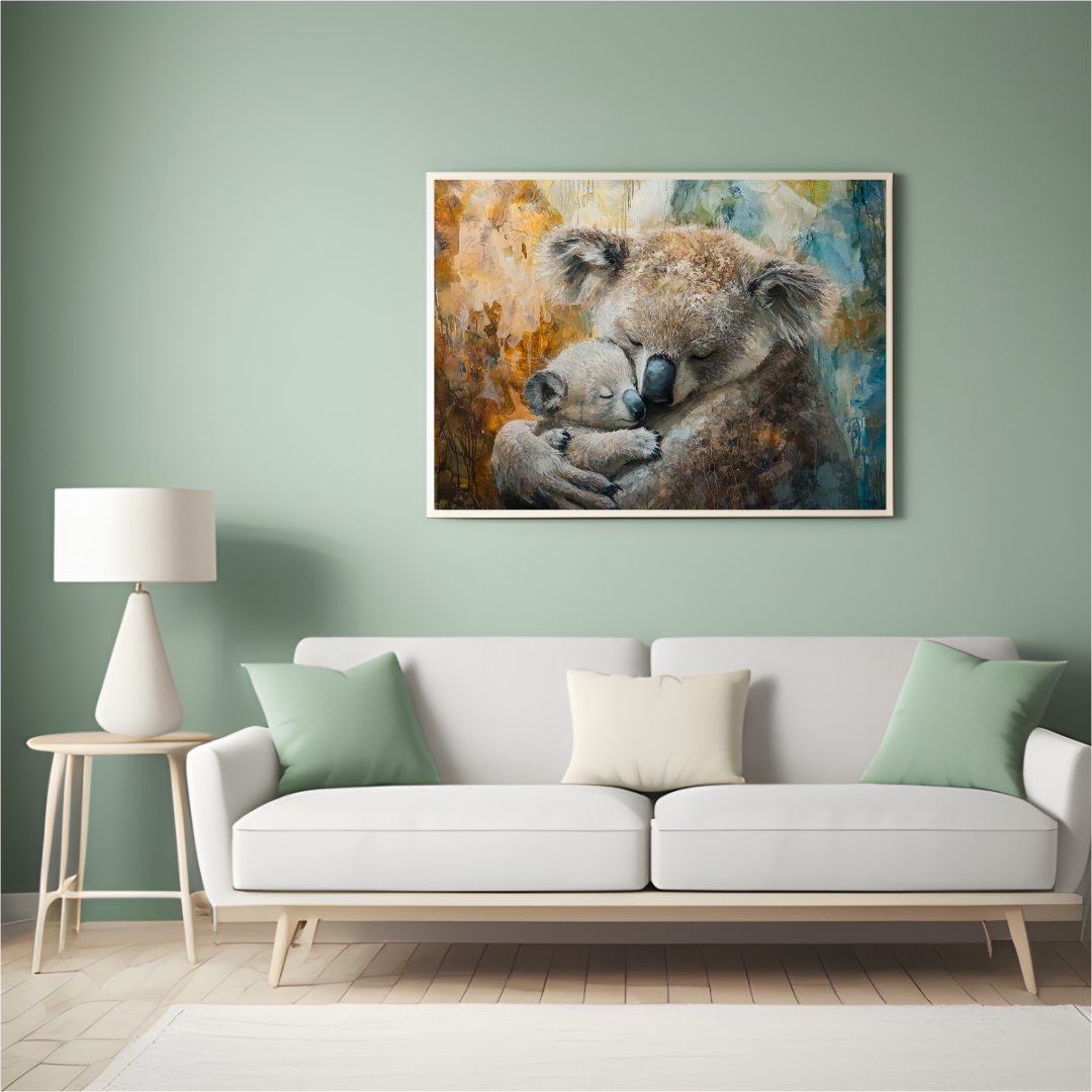 Koala-Familien-Umarmung-Leinwanddruck