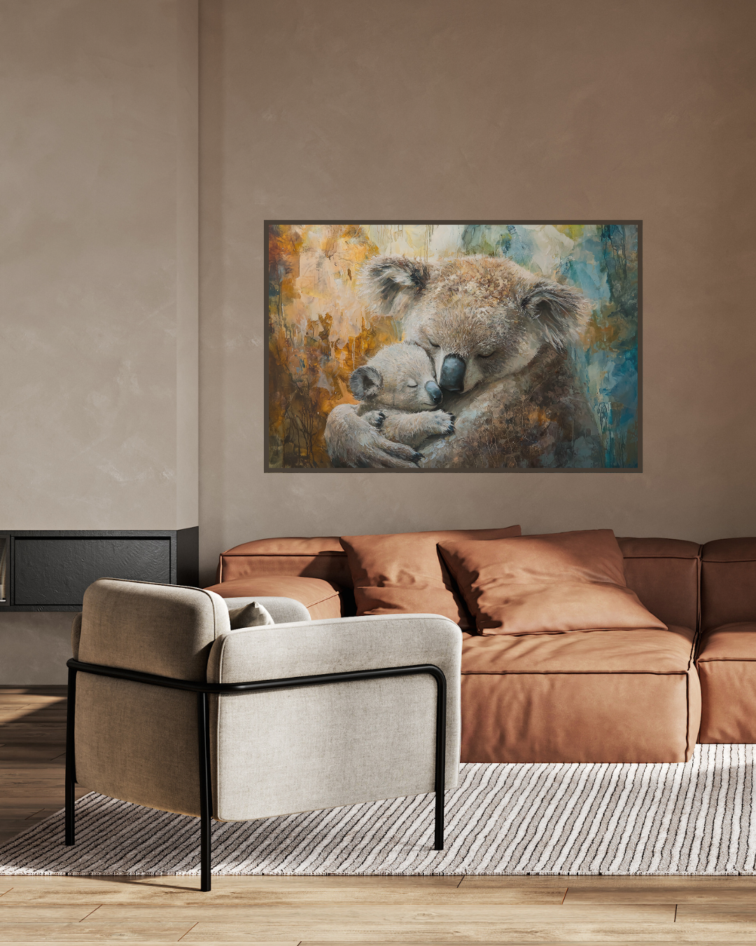 Koala-Familien-Umarmung-Leinwanddruck