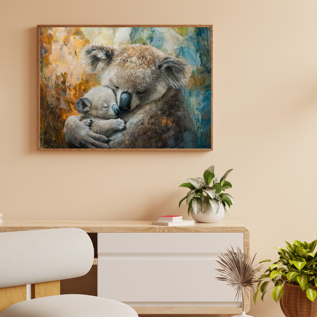 Koala-Familien-Umarmung-Leinwanddruck