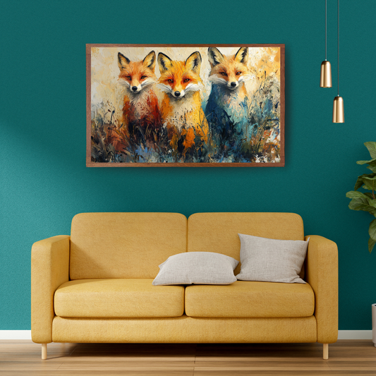 Fox Duo in Forest Canvas Print
