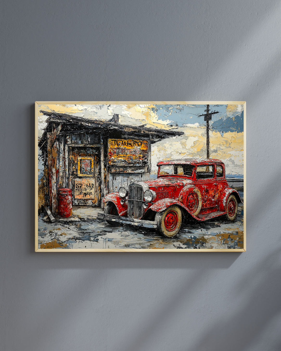 Tankstelle an der Route 66 – Vintage-Kunst im amerikanischen Stil