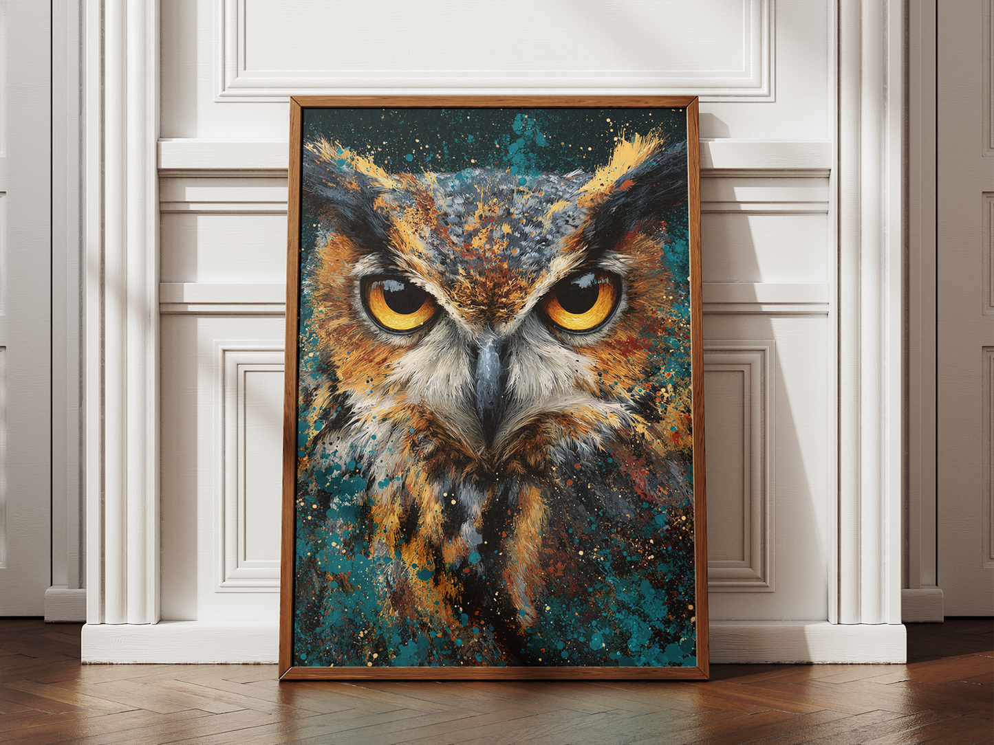 Majestic Owl – Abstract Wildlife Framed Canvas