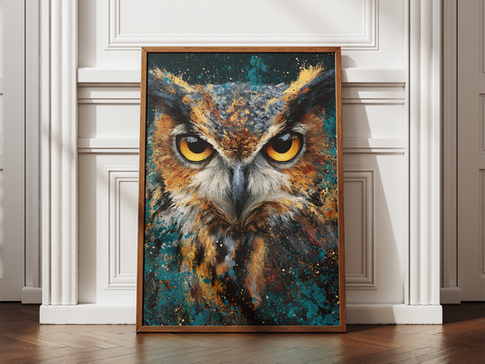 Majestic Owl – Abstract Wildlife Framed Canvas