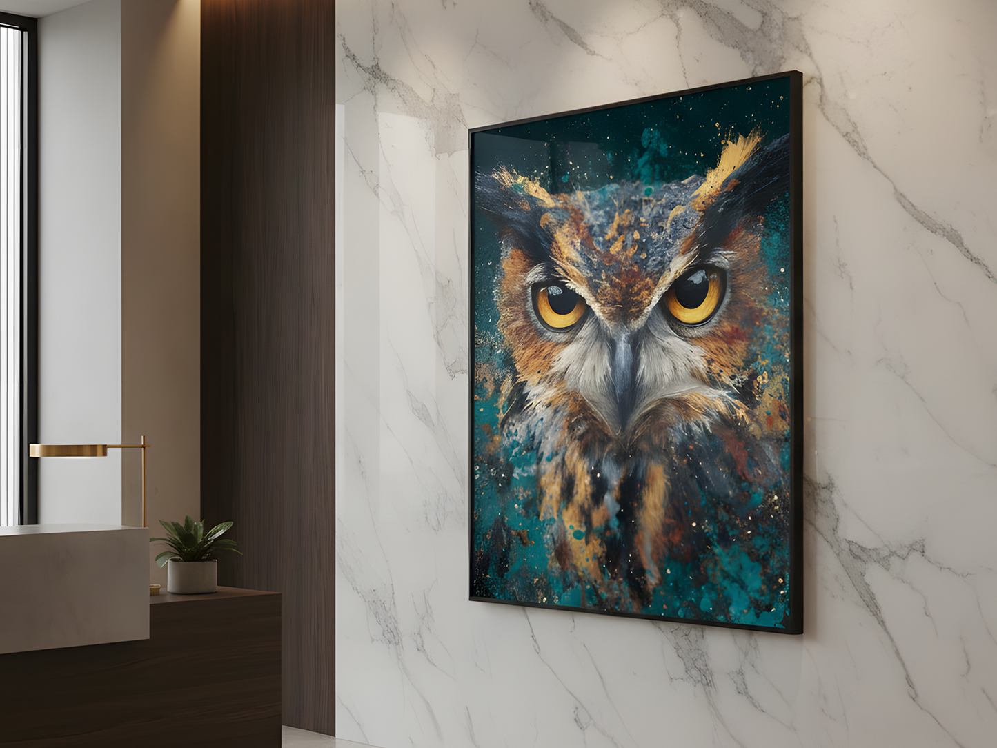 Majestic Owl – Abstract Wildlife Framed Canvas