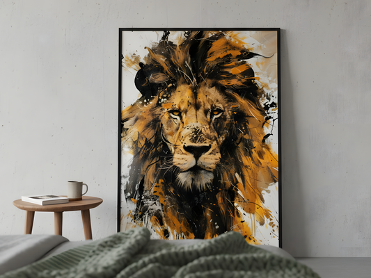 Majestätischer Löwe – Abstrakte Wildtier-Leinwand