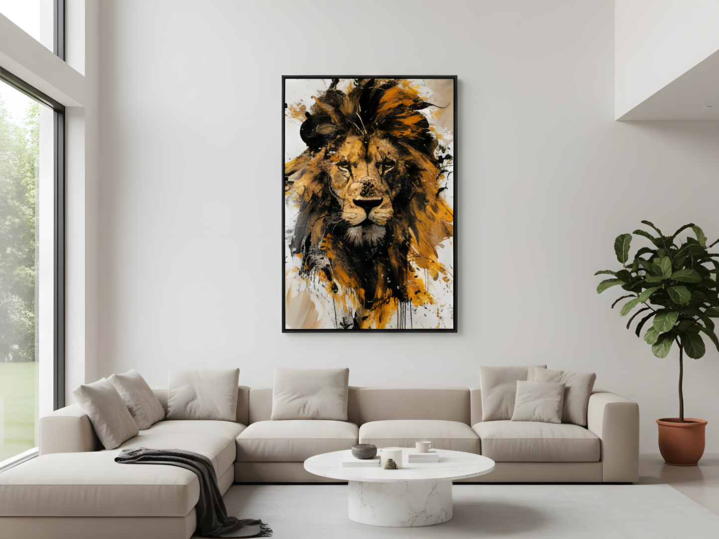 Majestätischer Löwe – Abstrakte Wildtier-Leinwand