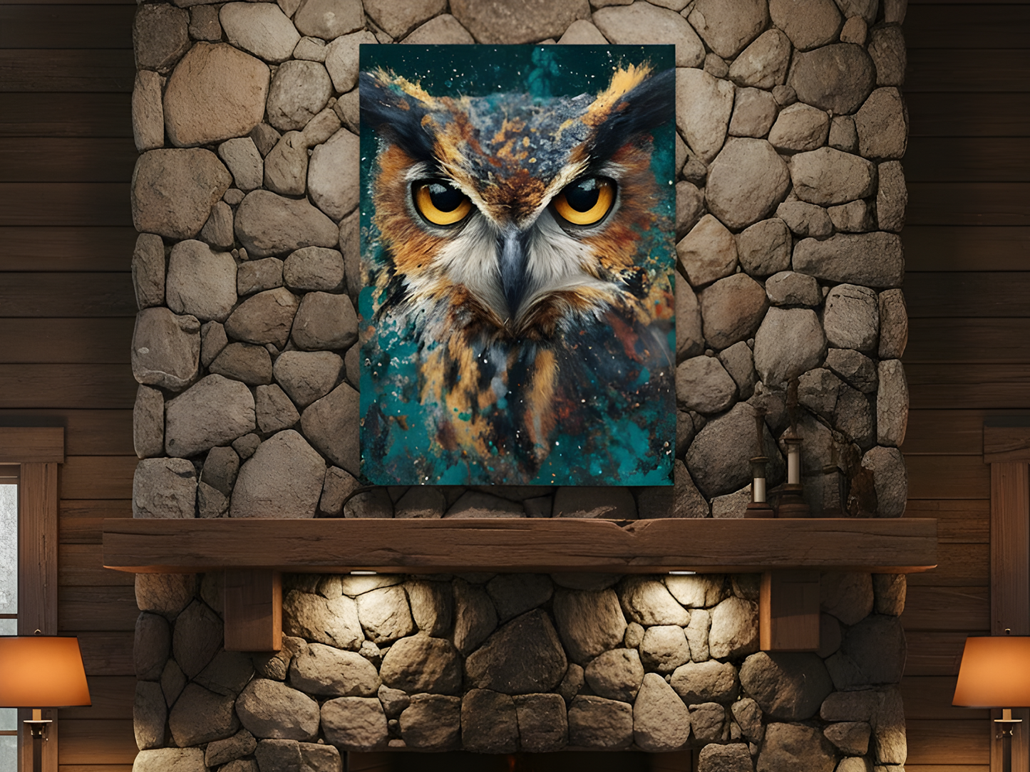 Majestic Owl – Abstract Wildlife Framed Canvas