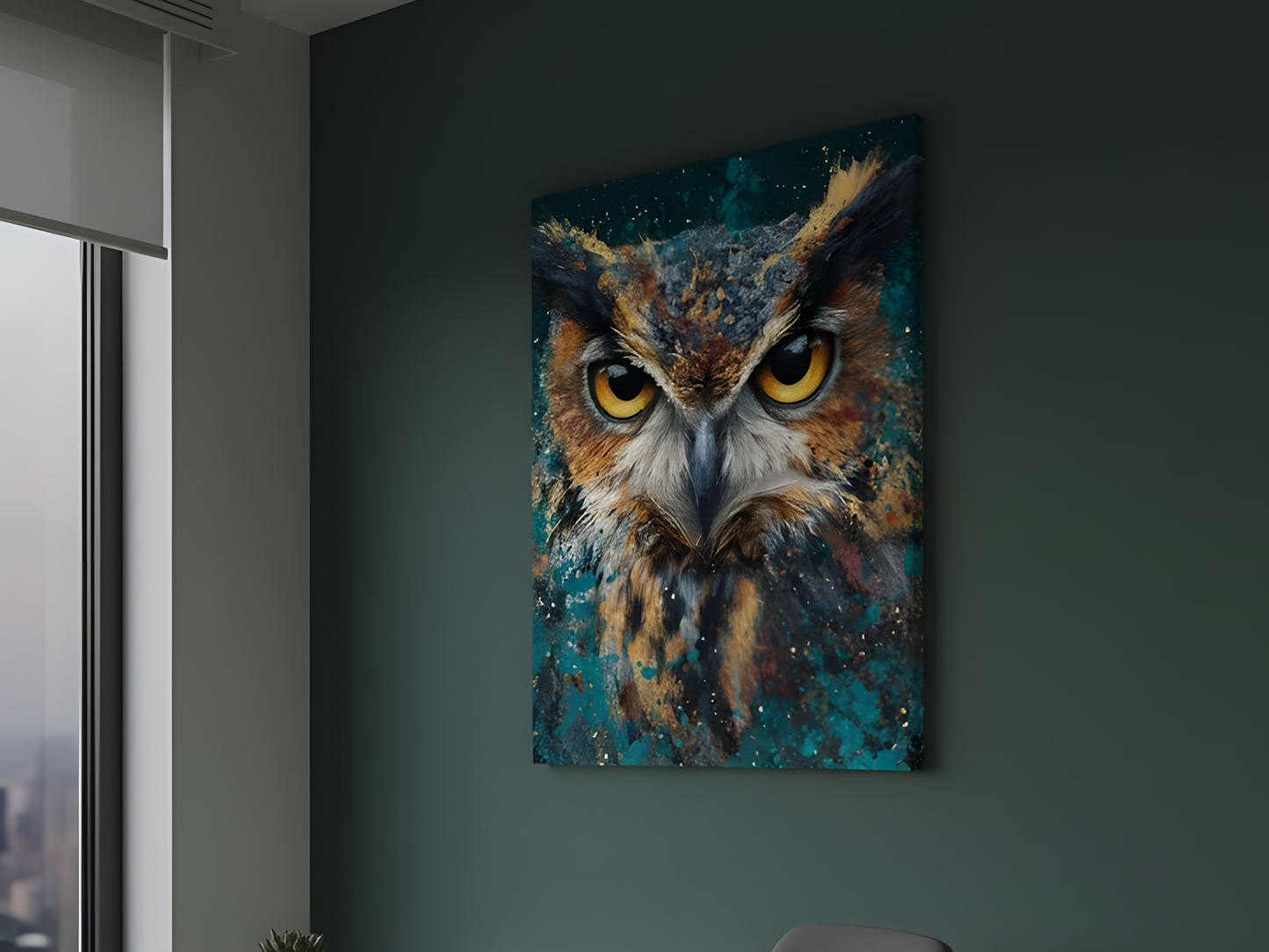 Majestic Owl – Abstract Wildlife Framed Canvas