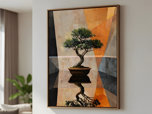 Bonsai Reflection – Modern Geometric Canvas Wall Art