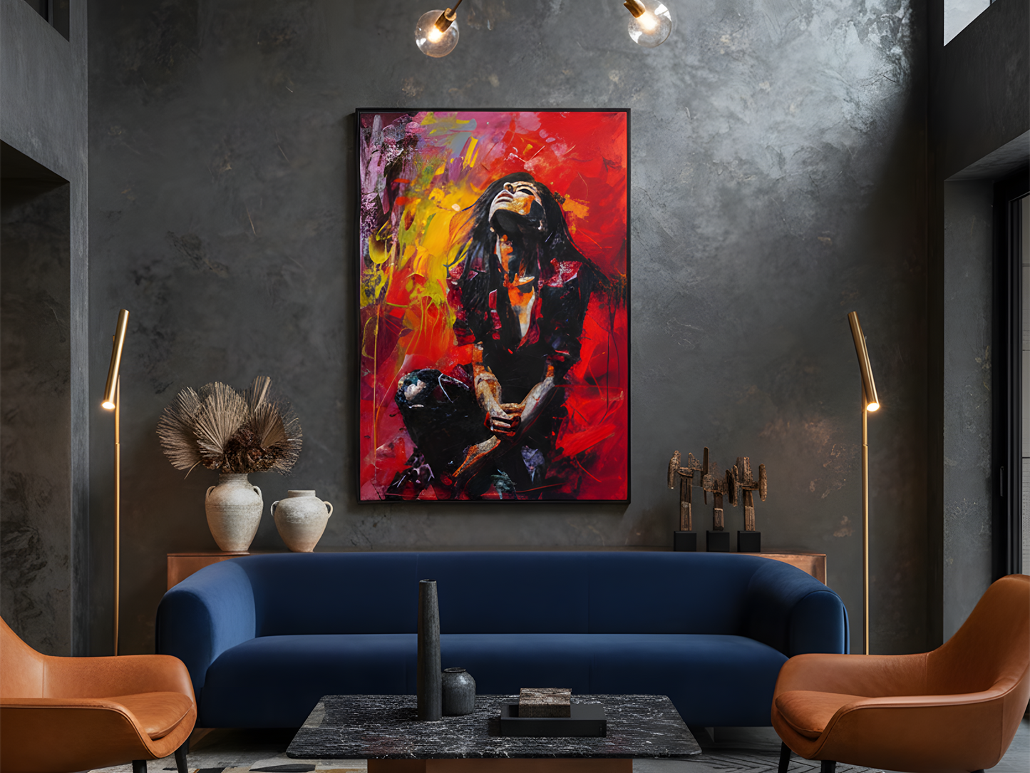 Electric Soul – Abstrakte rote expressionistische Leinwand