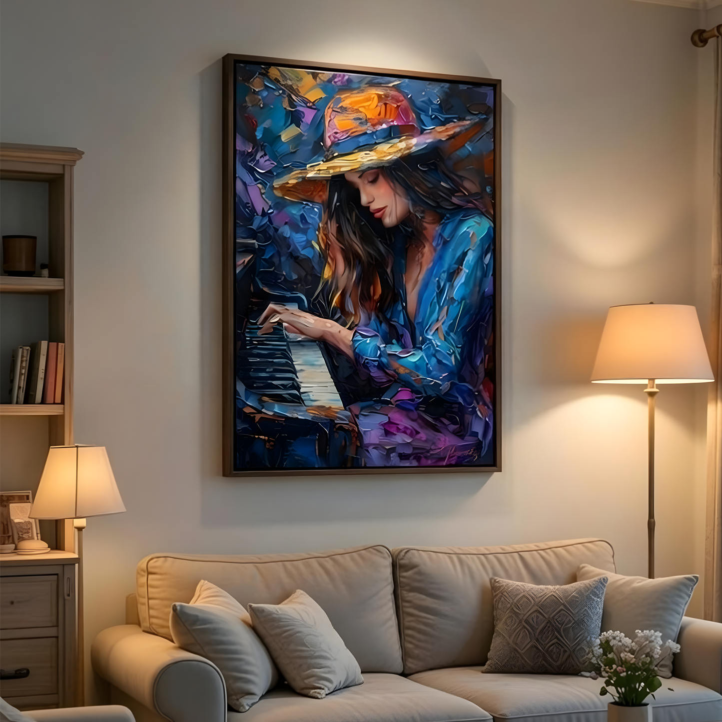 Midnight Melody – Expressive Piano Portrait Canvas