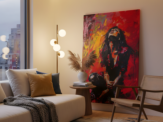 Electric Soul – Abstrakte rote expressionistische Leinwand