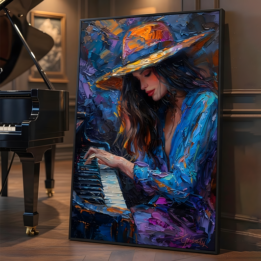 Midnight Melody – Expressive Piano Portrait Canvas