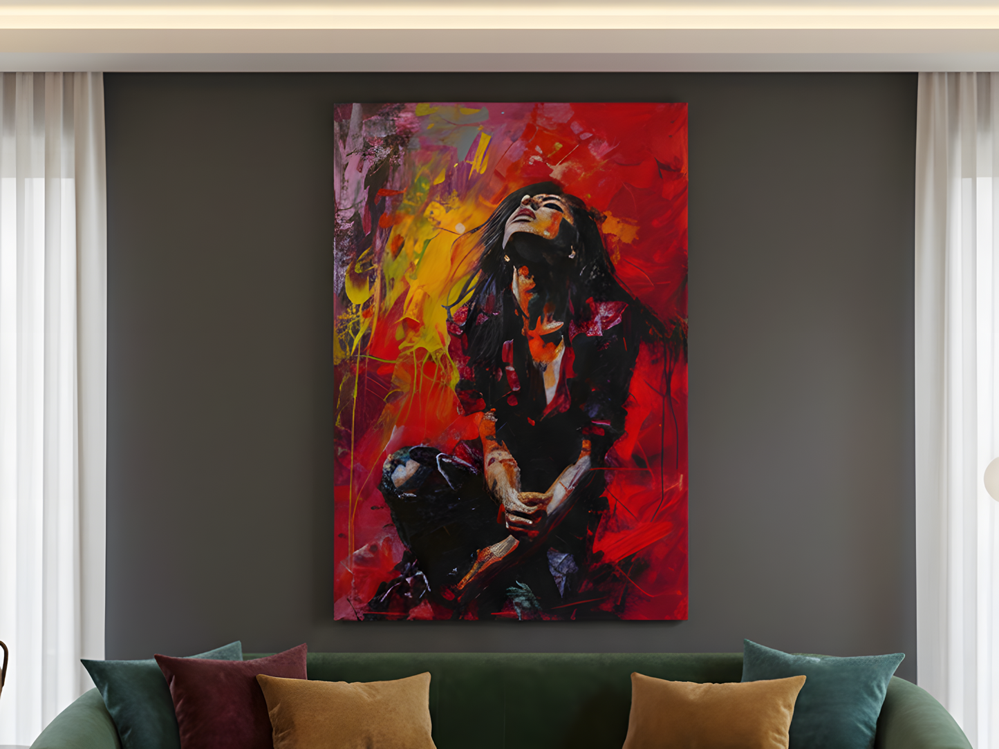 Electric Soul – Abstrakte rote expressionistische Leinwand