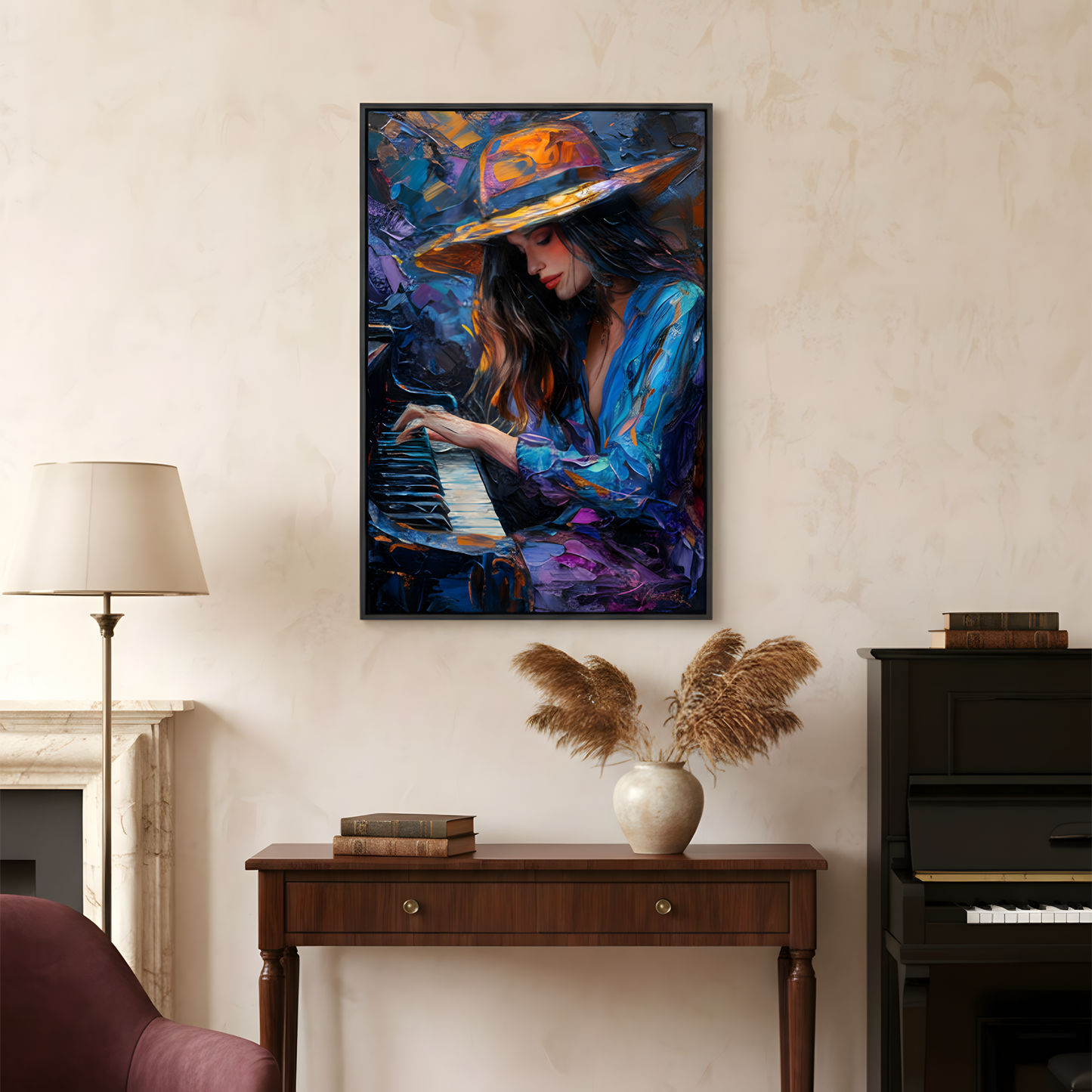 Midnight Melody – Expressive Piano Portrait Canvas