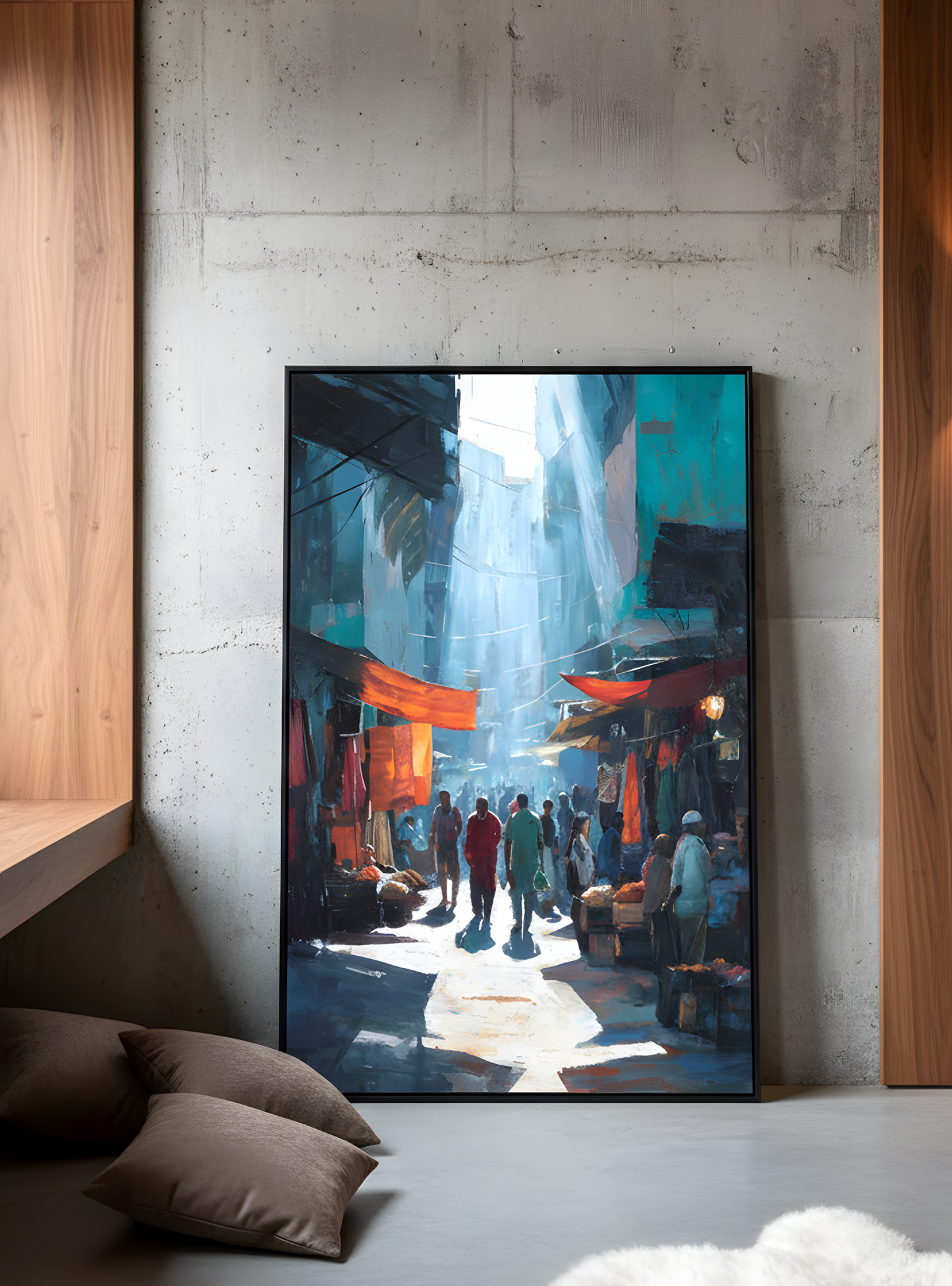 Marktlichtpassage – Urbane Straßen-Leinwandkunst