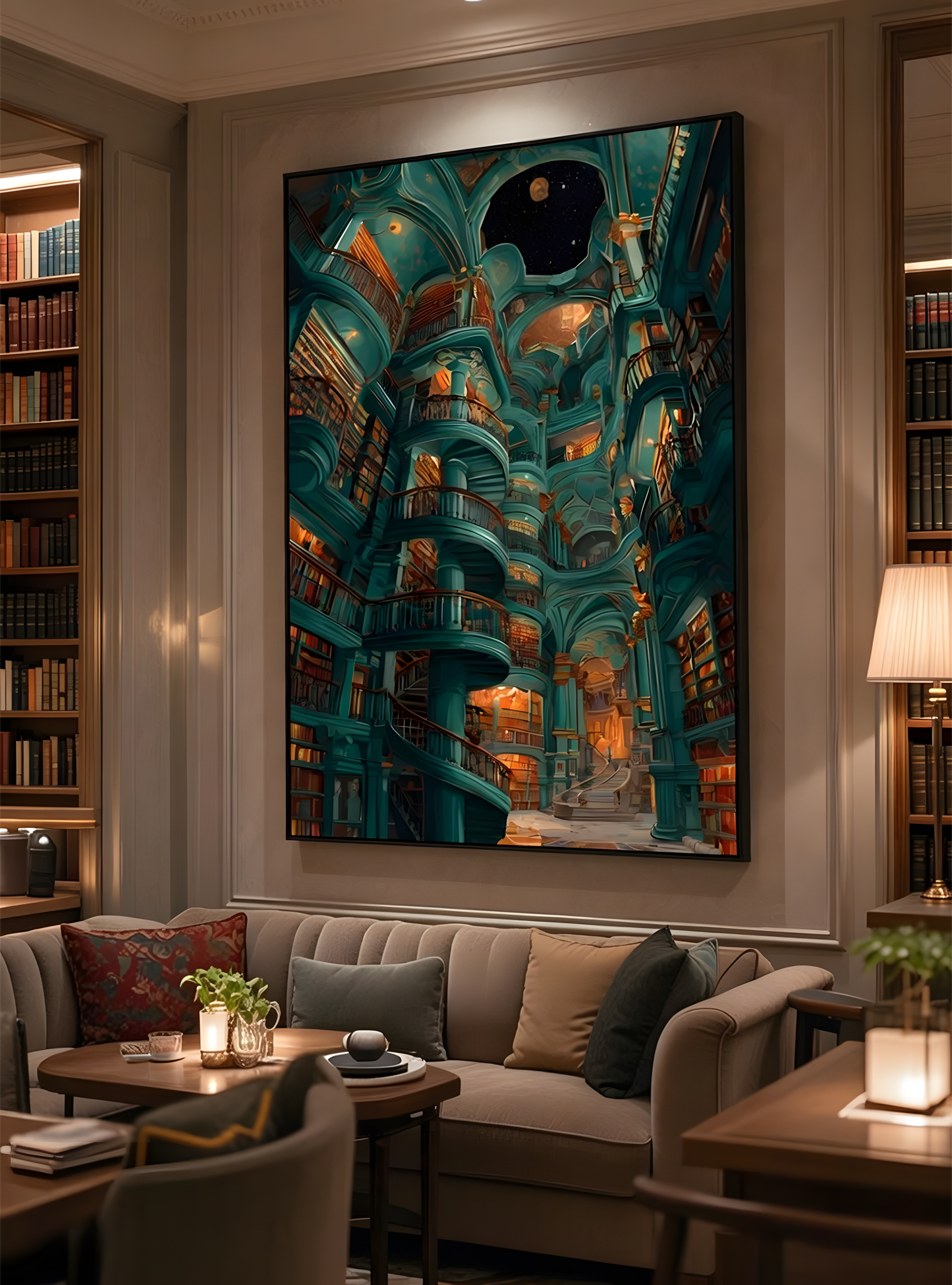 Grand Library Dreams – Architectural Canvas Wall Art