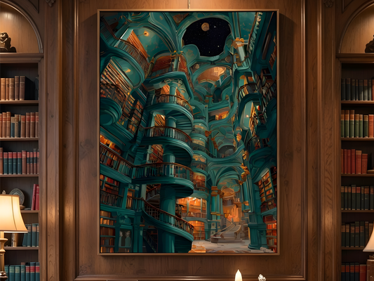 Grandiose Bibliotheksträume – Architektonische Leinwand-Wandkunst
