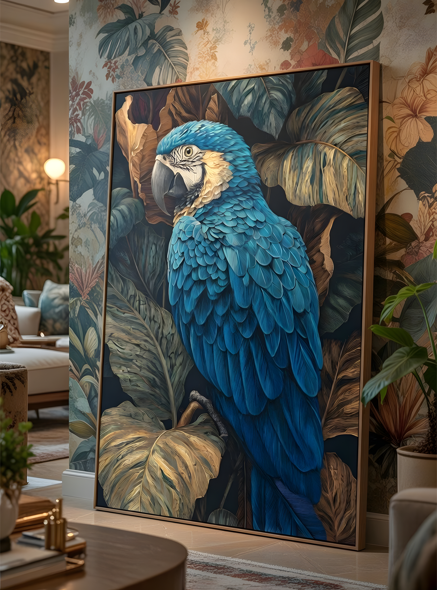 Tropischer Blauer Papagei – Exotisches Natur-Leinwandbild