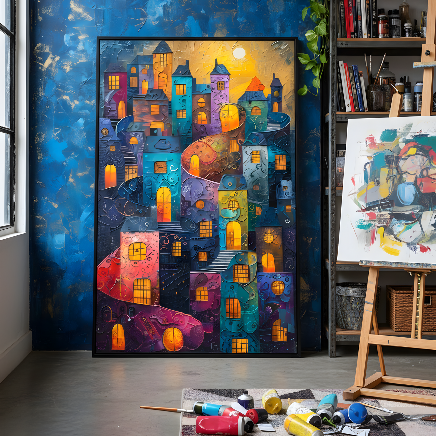 Whimsical City – Colorful Fantasy Town Canvas