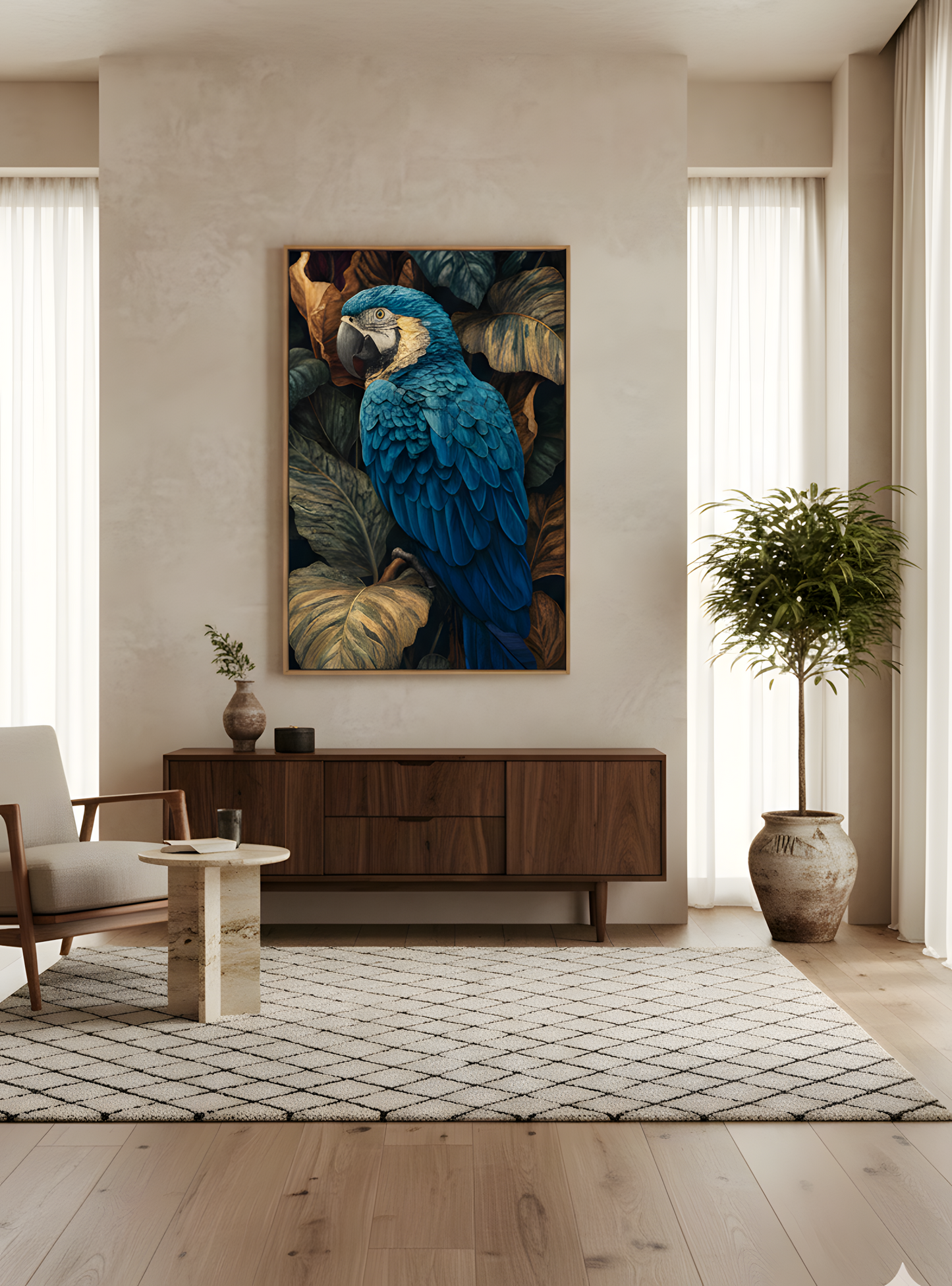 Tropischer Blauer Papagei – Exotisches Natur-Leinwandbild