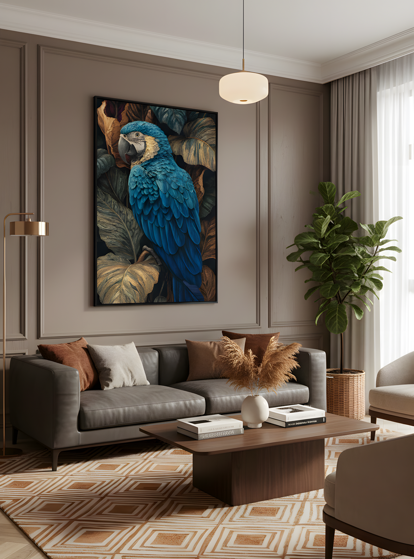 Tropischer Blauer Papagei – Exotisches Natur-Leinwandbild