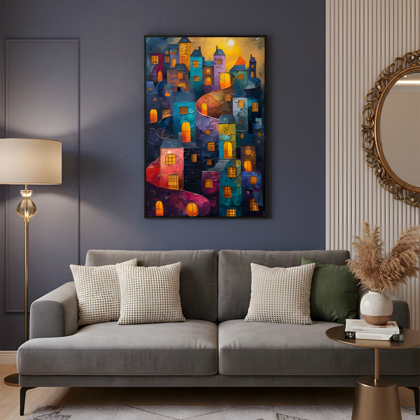 Whimsical City – Colorful Fantasy Town Canvas