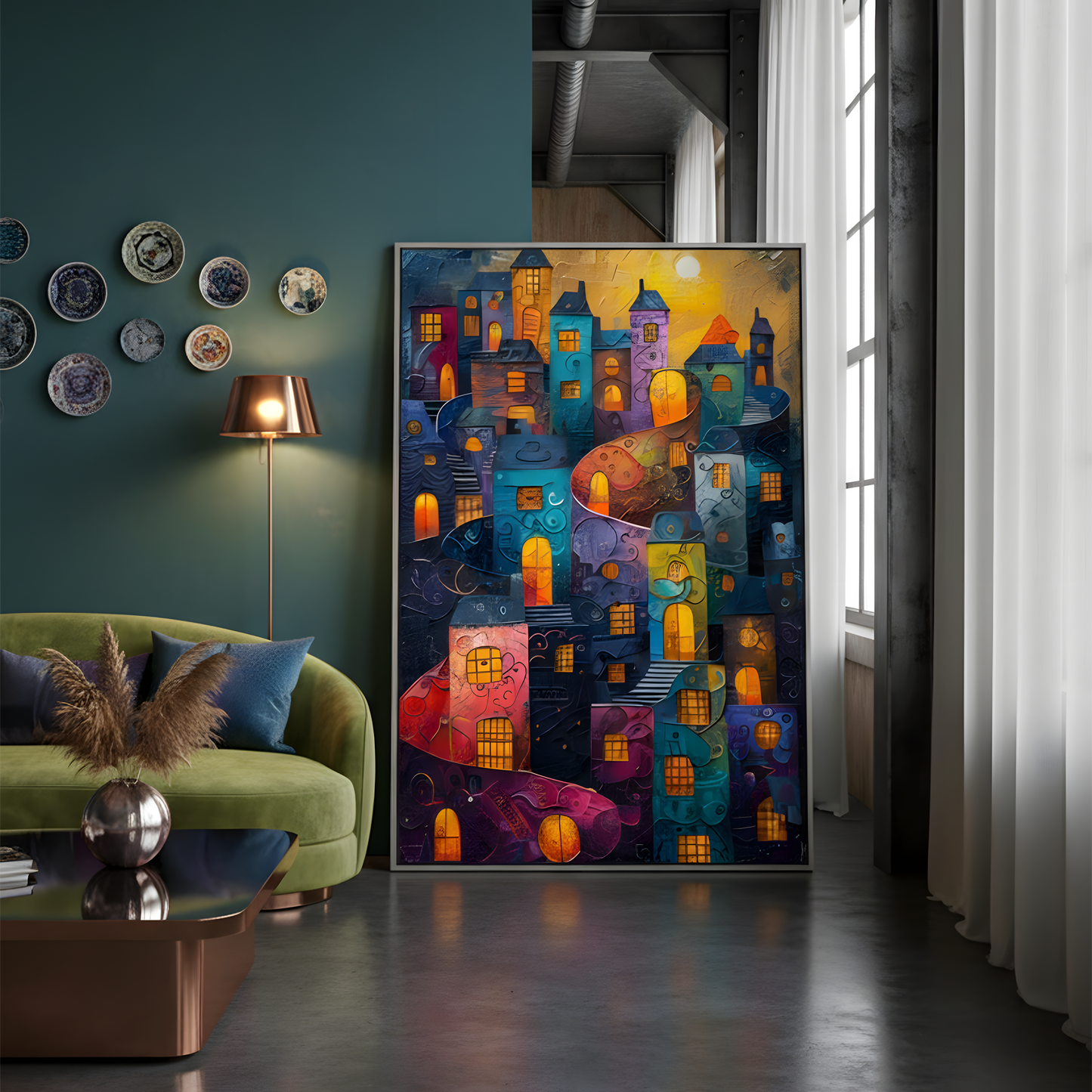 Whimsical City – Colorful Fantasy Town Canvas