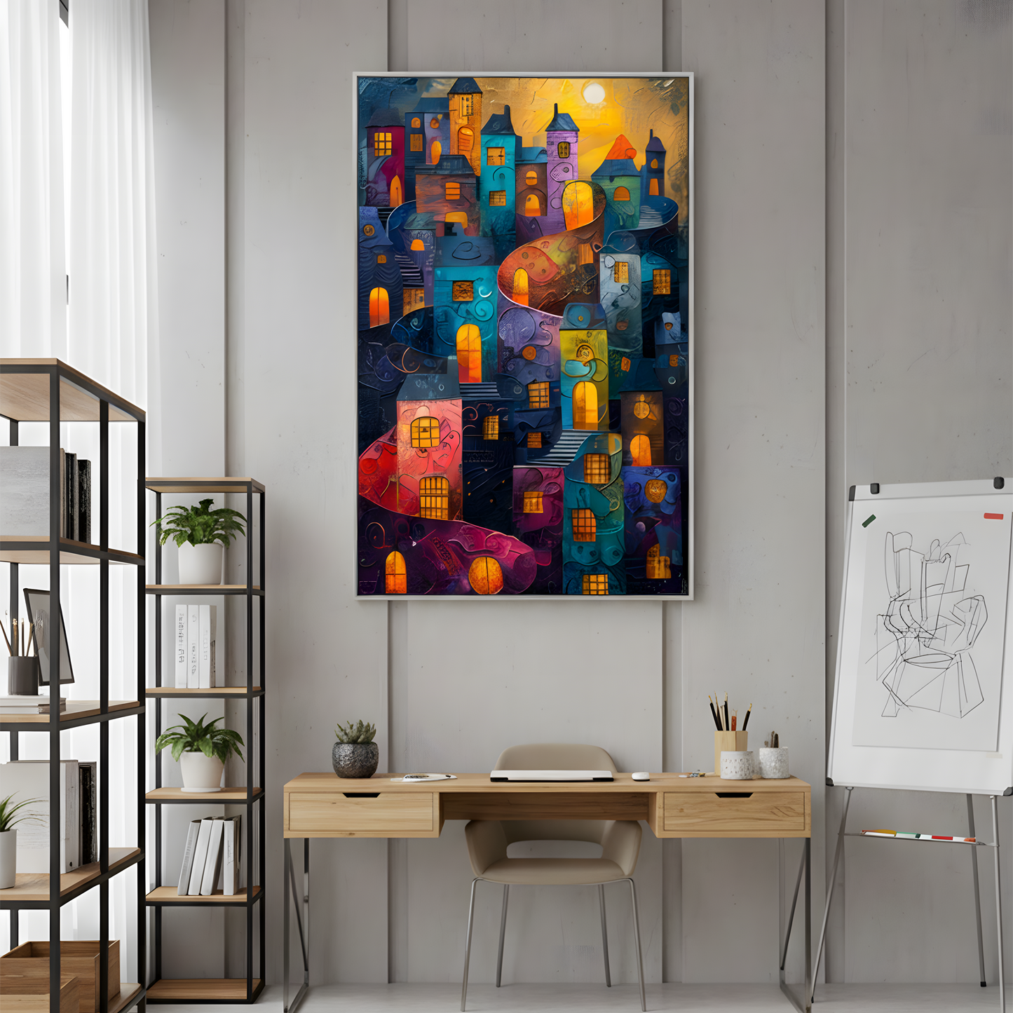 Whimsical City – Colorful Fantasy Town Canvas