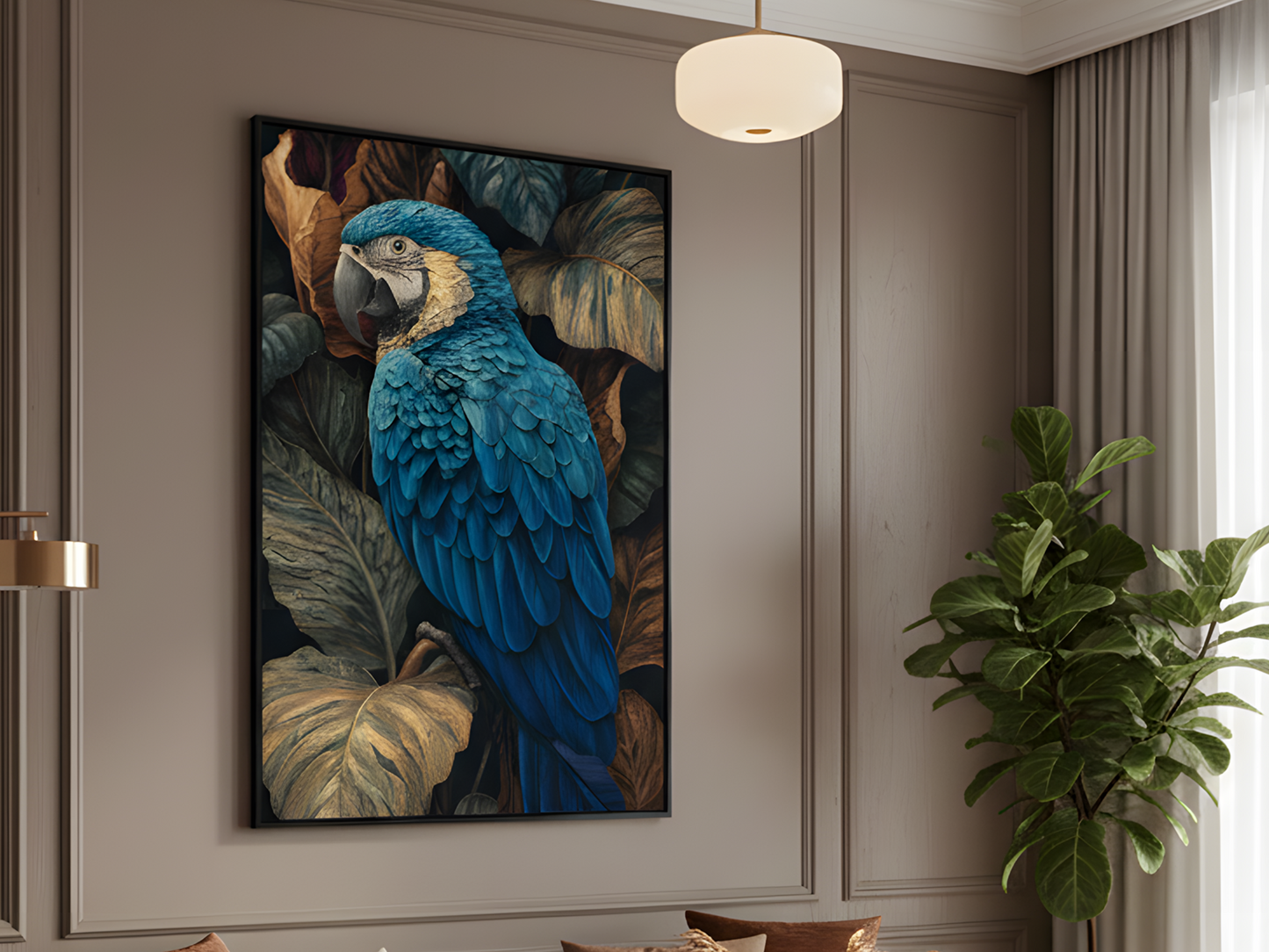 Tropischer Blauer Papagei – Exotisches Natur-Leinwandbild